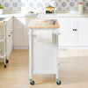 SoBuy FKW103-WN, Kitchen Storage Trolley Cart with Rubber Wood Worktop on Wheels, White