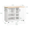 SoBuy FKW105-WN, Kitchen Storage Trolley Kitchen Cabinet Cupboard Kitchen Island, White