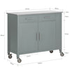 SoBuy FKW108-HG, Kitchen Storage Trolley Cart with Stainless Steel Worktop, Kitchen Island Kitchen Cabinet Cupboard Sideboard on Wheels, Grey