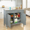 SoBuy FKW108-HG, Kitchen Storage Trolley Cart with Stainless Steel Worktop, Kitchen Island Kitchen Cabinet Cupboard Sideboard on Wheels, Grey