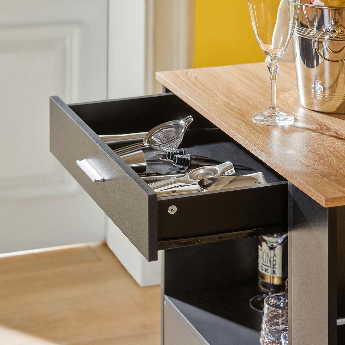 SoBuy FKW113-SCH, Kitchen Trolley Cart Storage Trolley Serving Trolley Kitchen Cabinet, Black