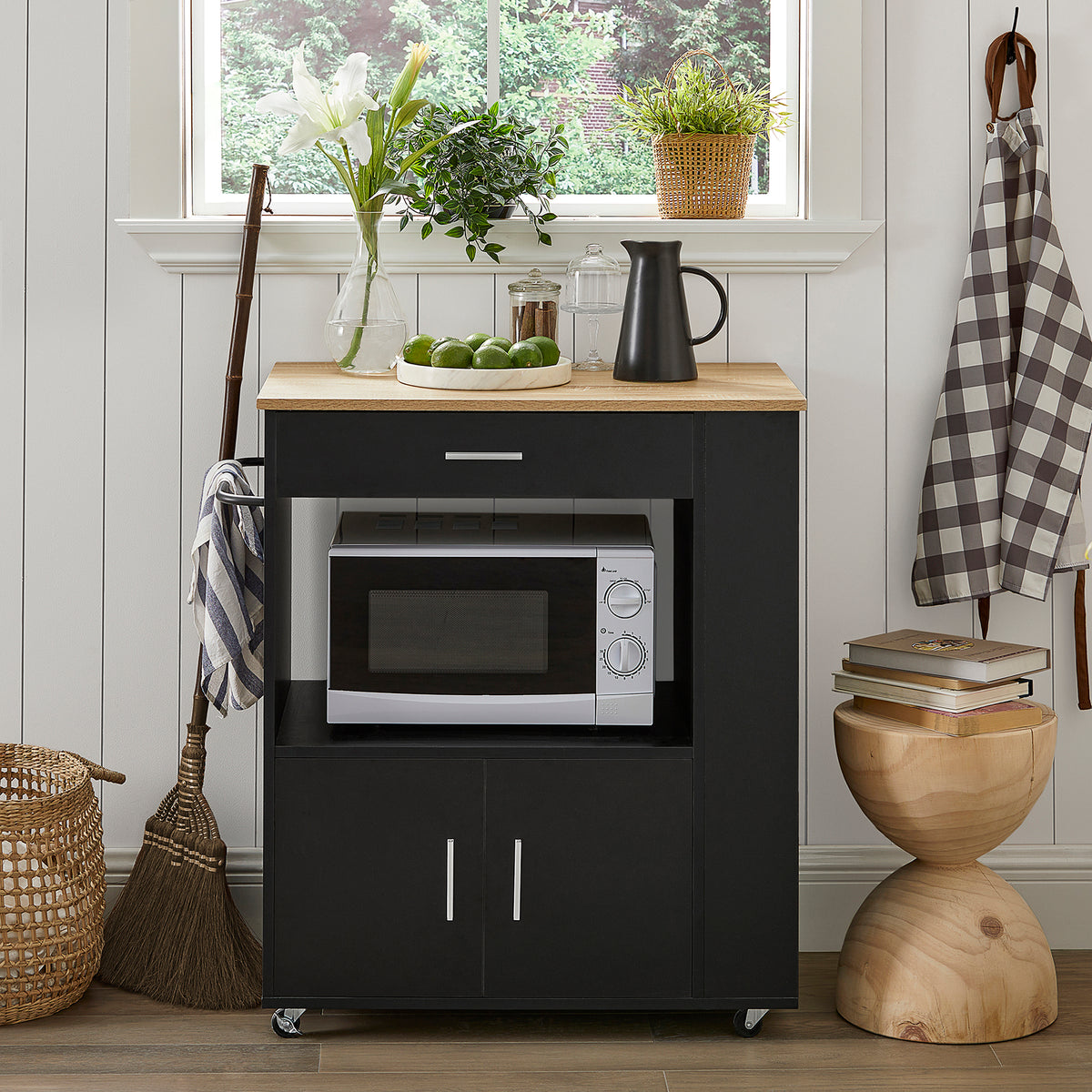 SoBuy FKW113-SCH, Kitchen Trolley Cart Storage Trolley Serving Trolley Kitchen Cabinet, Black