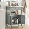 SoBuy FKW22-HG, Kitchen Trolley Cart Storage Trolley Serving Trolley Kitchen Cabinet with Stainless Steel Worktop, Grey