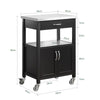 SoBuy FKW22-SCH, Kitchen Trolley Cart Storage Trolley Serving Trolley Kitchen Cabinet with Stainless Steel Worktop, Black