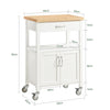 SoBuy FKW22-WN, Kitchen Trolley Cart Storage Trolley Serving Trolley Kitchen Cabinet with Rubber Wood Worktop, White