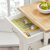 SoBuy FKW22-WN, Kitchen Trolley Cart Storage Trolley Serving Trolley Kitchen Cabinet with Rubber Wood Worktop, White