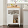 SoBuy FKW22-WN, Kitchen Trolley Cart Storage Trolley Serving Trolley Kitchen Cabinet with Rubber Wood Worktop, White