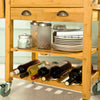 SoBuy FKW25-N, Extendable Bamboo Kitchen Trolley Cart with 2 Folding Hinged Side Boards, Wood