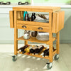 SoBuy FKW25-N, Extendable Bamboo Kitchen Trolley Cart with 2 Folding Hinged Side Boards, Wood