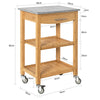 SoBuy FKW28-HG, Bamboo Kitchen Storage Trolley Cart with Grey Marble Countertop, Grey