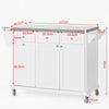 SoBuy FKW33-W, Luxury Kitchen Trolley with Large Storage Cabinet, Kitchen Island with Stainless Steel Worktop, White