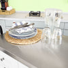 SoBuy FKW33-W, Luxury Kitchen Trolley with Large Storage Cabinet, Kitchen Island with Stainless Steel Worktop, White
