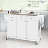 SoBuy FKW33-W, Luxury Kitchen Trolley with Large Storage Cabinet, Kitchen Island with Stainless Steel Worktop, White
