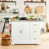 SoBuy FKW41-ST, Extendable Kitchen Island Kitchen Cabinet Sideboard Kitchen Storage Trolley with Stainless Steel Worktop, White