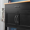 SoBuy FKW45-SCH, Kitchen Storage Trolley Serving Trolley Kitchen Storage Cabinet with Rubber Wood Worktop, Black