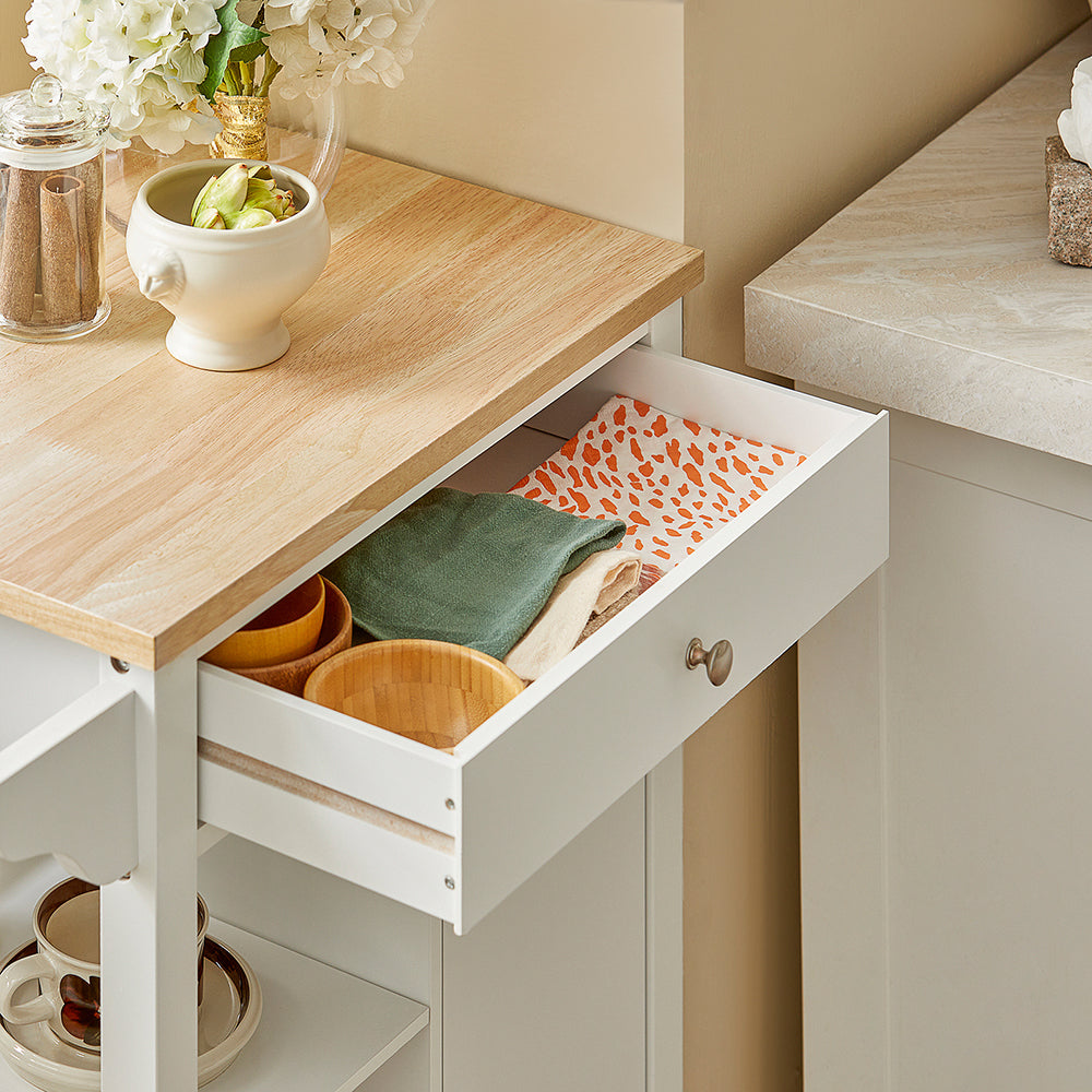 SoBuy FKW46-WN, Kitchen Trolley Kitchen Serving Storage Trolley Cart, White
