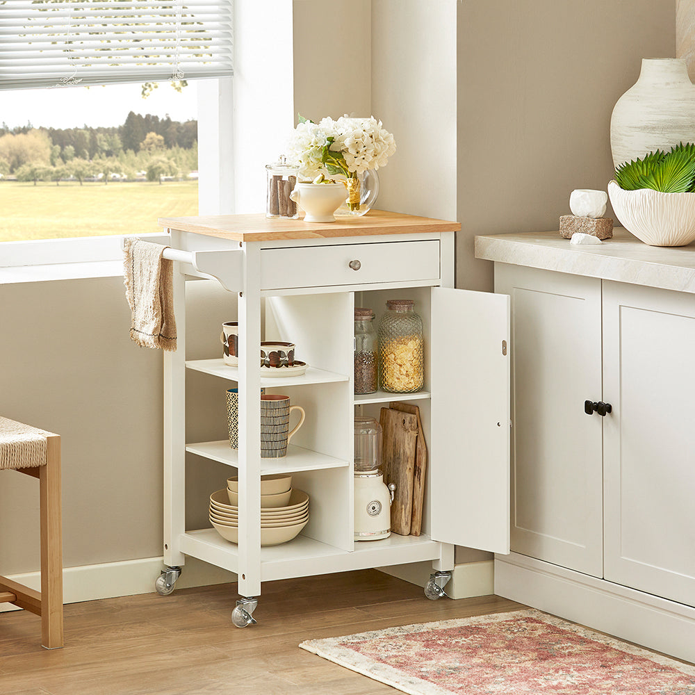 SoBuy FKW46-WN, Kitchen Trolley Kitchen Serving Storage Trolley Cart, White
