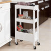 SoBuy FKW49-W, Wooden 3 Tiers Serving Trolley on Wheels, Home Kitchen Trolley Cart, White