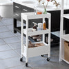 SoBuy FKW49-W, Wooden 3 Tiers Serving Trolley on Wheels, Home Kitchen Trolley Cart, White