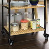 SoBuy FKW65-N, 3 Tiers Metal Bamboo Serving Trolley Kitchen Trolley Kitchen Shelf, Wood