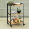SoBuy FKW65-N, 3 Tiers Metal Bamboo Serving Trolley Kitchen Trolley Kitchen Shelf, Wood