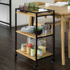 SoBuy FKW65-N, 3 Tiers Metal Bamboo Serving Trolley Kitchen Trolley Kitchen Shelf, Wood