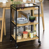 SoBuy FKW65-N, 3 Tiers Metal Bamboo Serving Trolley Kitchen Trolley Kitchen Shelf, Wood