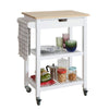 SoBuy FKW66-WN, Kitchen Storage Serving Trolley with Rubber Wood Top 1 Drawer 2 Shelves, White