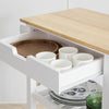 SoBuy FKW66-WN, Kitchen Storage Serving Trolley with Rubber Wood Top 1 Drawer 2 Shelves, White