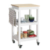 SoBuy FKW67-WN, Kitchen Storage Serving Trolley with Rubber Wood Top 2 Shelves, White