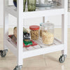 SoBuy FKW67-WN, Kitchen Storage Serving Trolley with Rubber Wood Top 2 Shelves, White