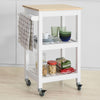 SoBuy FKW67-WN, Kitchen Storage Serving Trolley with Rubber Wood Top 2 Shelves, White