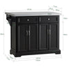SoBuy FKW71-SCH, Kitchen Island on Wheels, Rolling Kitchen Storage Trolley with Extendable Worktop, 2 Drawers and Adjustable Shelves for Dining Room, Breakfast Bar Black 115x(46-71) x92cm