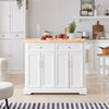 SoBuy FKW71-WN, Kitchen Island on Wheels, Rolling Kitchen Storage Trolley with Extendable Rubber Wood Worktop, 2 Drawers and Adjustable Shelves for Dining Room, Breakfast Bar White 115x(46-71) x92cm