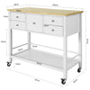 SoBuy FKW80-WN, Kitchen Trolley Cart Kitchen Storage Trolley with 5 Drawers and Storage Shelf, White