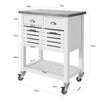 SoBuy FKW83-W, Kitchen Trolley Kitchen Serving Storage Trolley with Steel Worktop, White