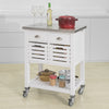 SoBuy FKW83-W, Kitchen Trolley Kitchen Serving Storage Trolley with Steel Worktop, White