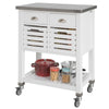 SoBuy FKW83-W, Kitchen Trolley Kitchen Serving Storage Trolley with Steel Worktop, White