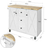 SoBuy FKW96-WN, Kitchen Storage Trolley Kitchen Island With 3 Drawers 2 Doors, White