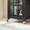 SoBuy FKW98-SCH, Kitchen Storage Trolley Serving Trolley Kitchen Cabinet Cupboard with Rubber Wood Worktop, Black
