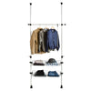 SoBuy FRG107, Telescopic Wardrobe Organiser, Height Adjustable Clothes Rack, White
