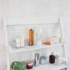 SoBuy FRG117-W, Wall Mounted Shelf, Storage Display Ladder Shelf, 2 Shelves + 1 Hanging Rail, White