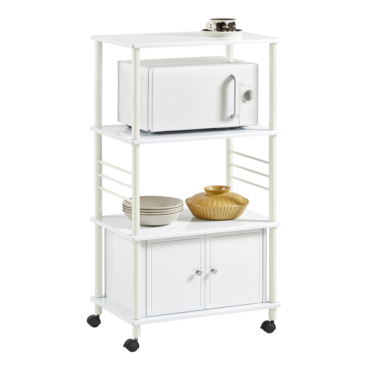 SoBuy FRG12-W, Kitchen Storage Cabinet, Kitchen Cart, Microwave Shelf, White