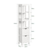 SoBuy FRG126-W, Bathroom Storage Cabinet Slim Tall 3-Tier Shelves with 2 Drawers White MDF Cupboard Freestanding Narrow Bathroom Cabinet for Toilet Sink Kitchen Corner 30x30x144cm
