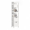 SoBuy FRG126-W, Bathroom Storage Cabinet Slim Tall 3-Tier Shelves with 2 Drawers White MDF Cupboard Freestanding Narrow Bathroom Cabinet for Toilet Sink Kitchen Corner 30x30x144cm