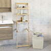 SoBuy FRG160-N, Bathroom Storage Ladder Shelf with 3 Shelves & 1 Laundry Basket, Wood