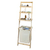 SoBuy FRG160-N, Bathroom Storage Ladder Shelf with 3 Shelves & 1 Laundry Basket, Wood