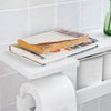 SoBuy FRG175-W, Wall Mounted Bathroom Toilet Paper Roll Holder with Storage Shelf, White