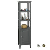SoBuy FRG205-DG, Floor Standing Tall Bathroom Storage Cabinet with 3 Shelves and 1 Cabinet, Grey