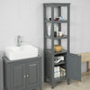 SoBuy FRG205-DG, Floor Standing Tall Bathroom Storage Cabinet with 3 Shelves and 1 Cabinet, Grey